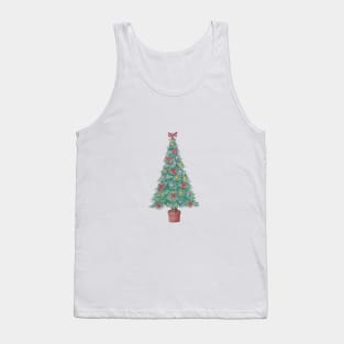Christmas tree and decorations and red bows Tank Top